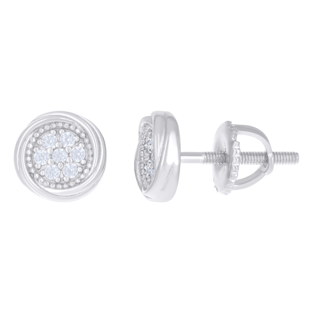 925 Sterling Silver Womens Cubic-Zirconia Swirl Stud Earrings